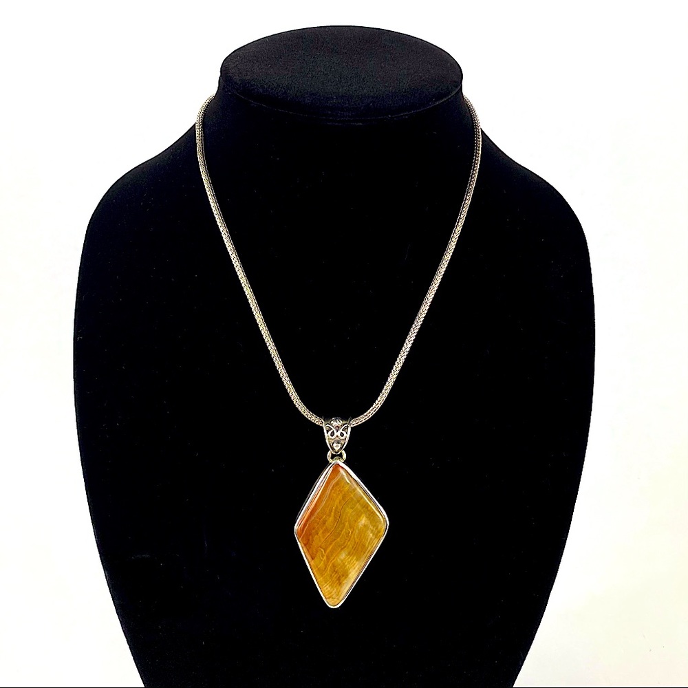 Jasper Stone pendant and Sterling Silver Necklace